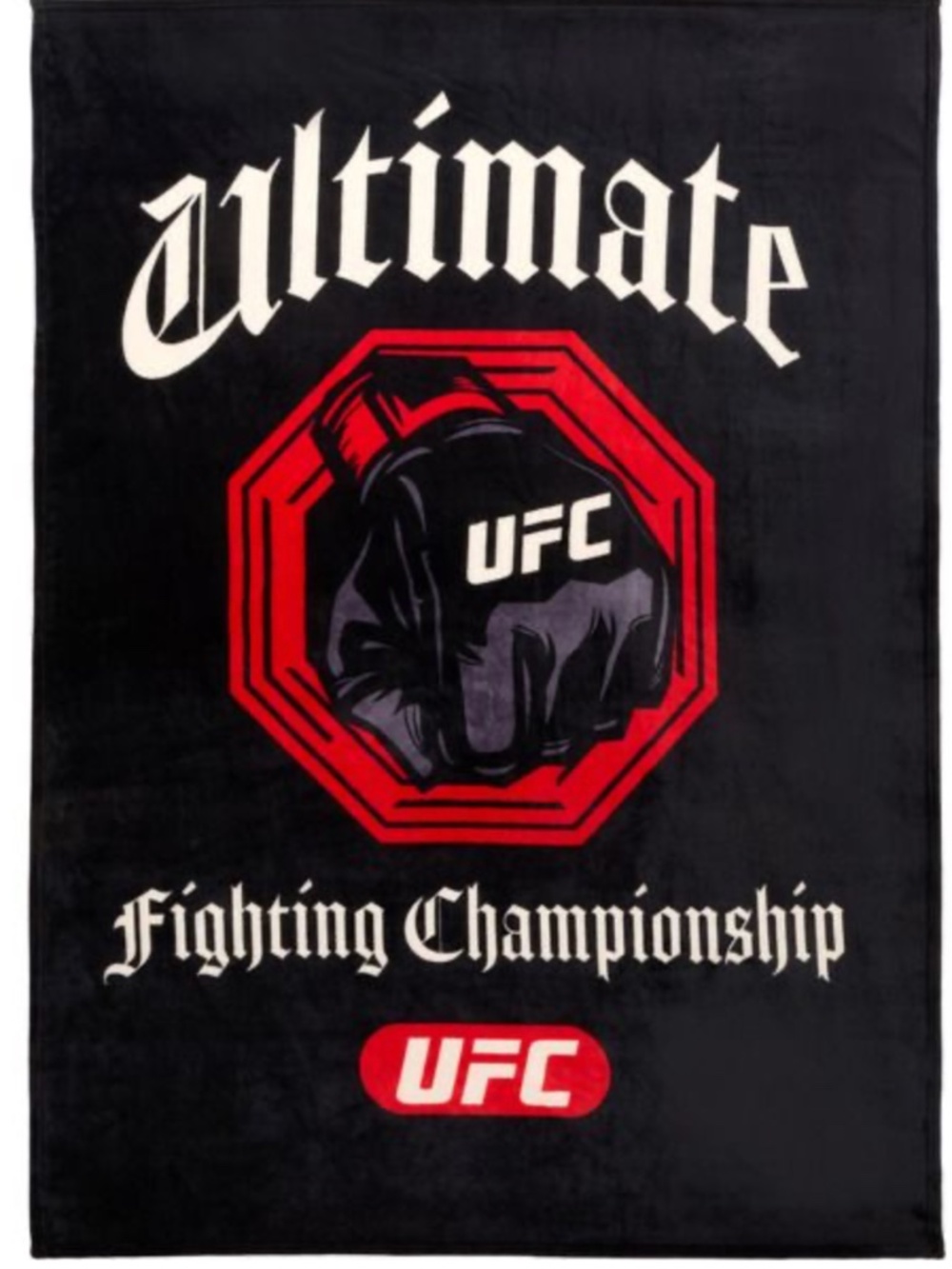Ultimate UFC Black & Red Plush Throw Blanket with White Script